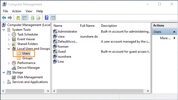 choose to add new user in computer management