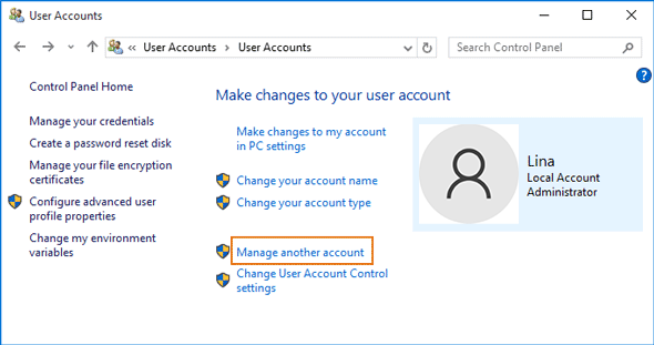 choose to manage another account