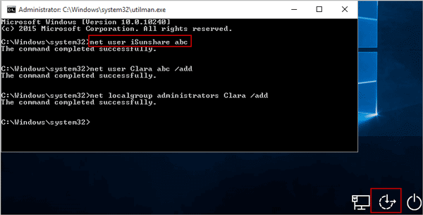 reset windows 10 administrator password with command line