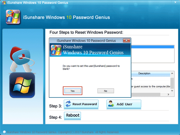 reset windows 10 user password