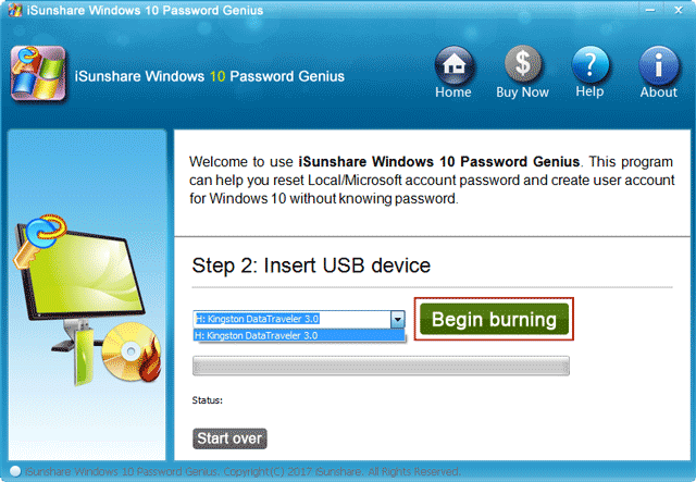burn windows 10 password reset disk