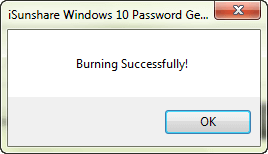 successfully create a windows 10 password reset disk