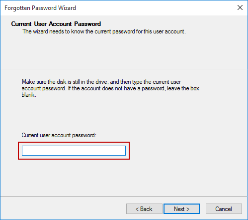 enter current local user password