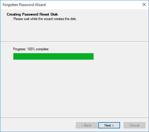 successfully create a windows 10 password reset disk for a local user