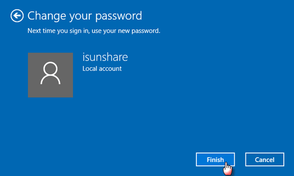 finish removing windows 10 sign in password
