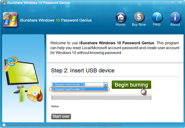 make a bootable usb with windows 10 password genius