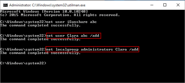 change windows password command line