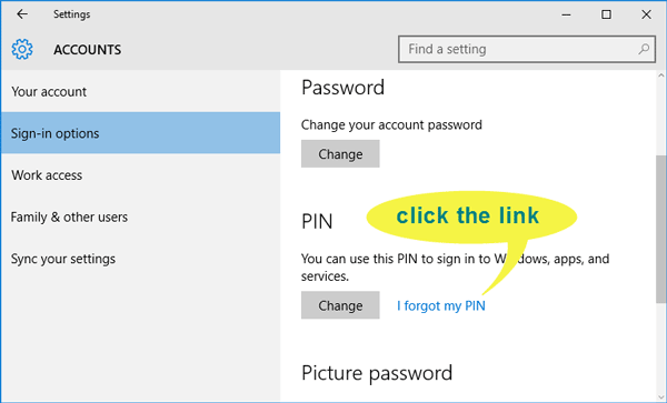 forgot windows 10 pin