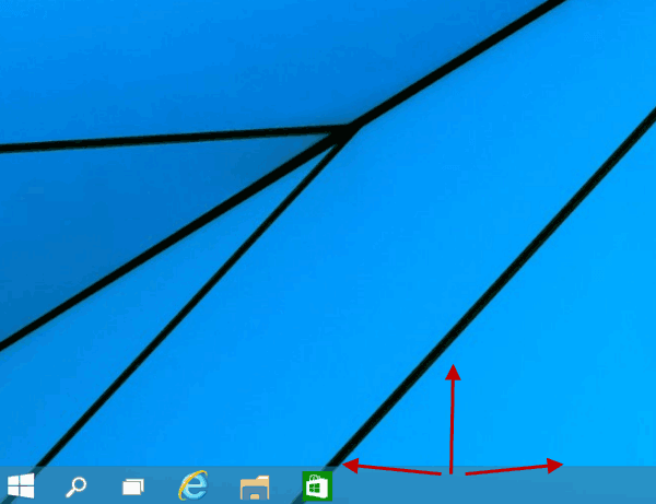 click and drag taskbar to top left or right