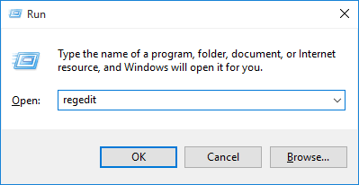 open registry editor in Windows 10