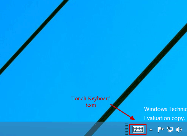 touch keyboard on taskbar