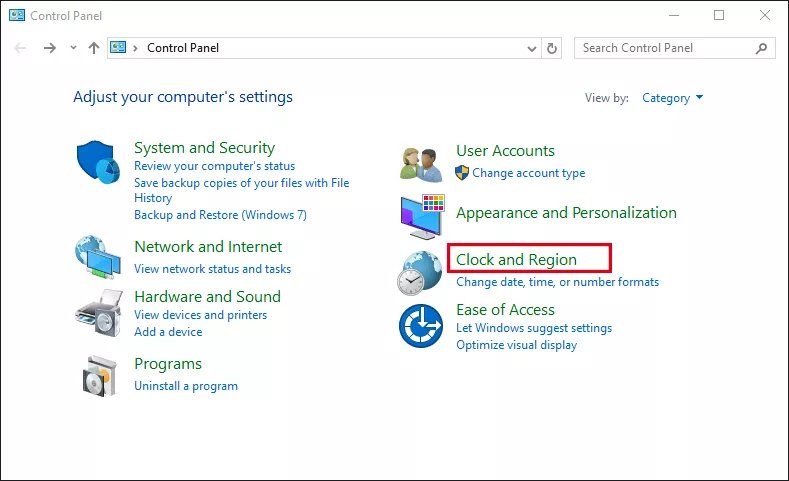 click Clock and Region