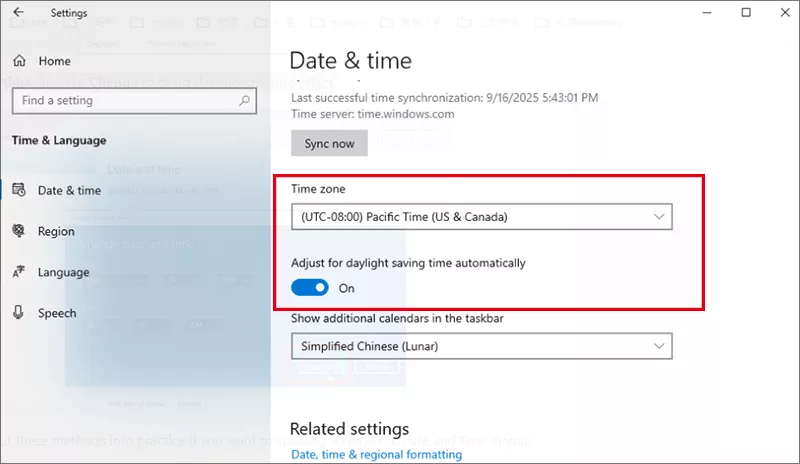 customize your Time zone