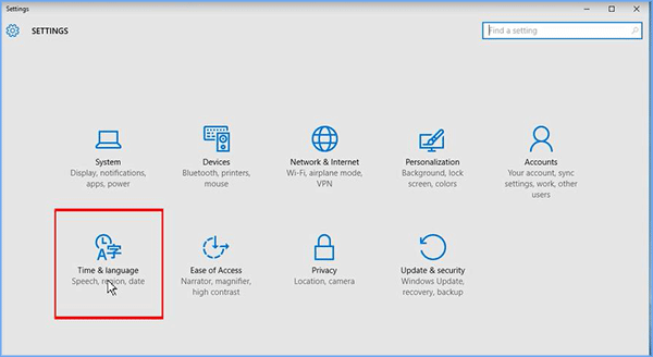  Open Time and Language setting