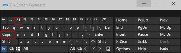 press caps lock and F1