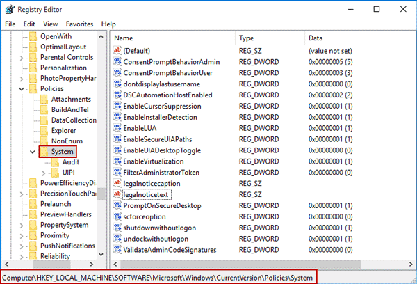 navigate to policy location in registry editor