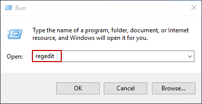 search registry editor in run dialog box