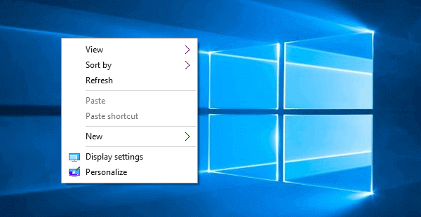 context menu in Windows 10