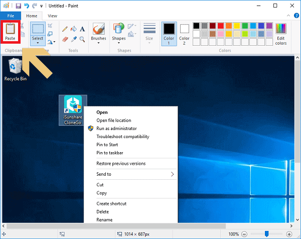 full screenshot of context menu