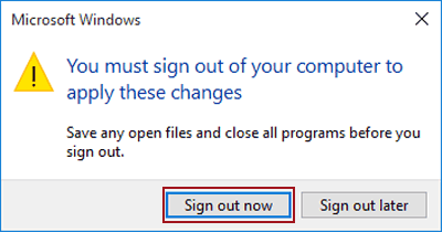 choose Sign out now