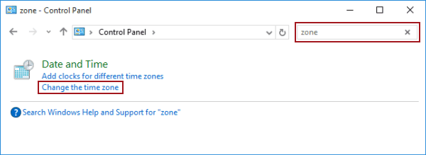 choose Change the time zone