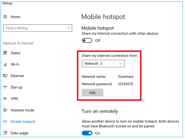 choose Internet connection and edit network