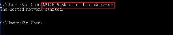 start Hostednetwork in Command Prompt