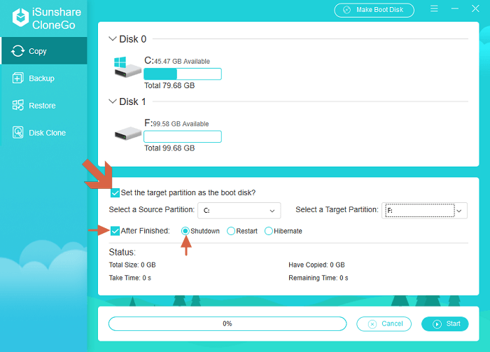 click set target partition as boot disk