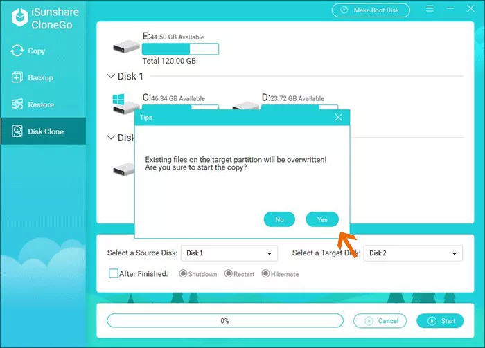click Yes to confirm
