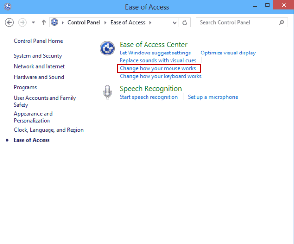 click Change how your mouse works