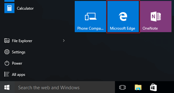 open Microsoft edge