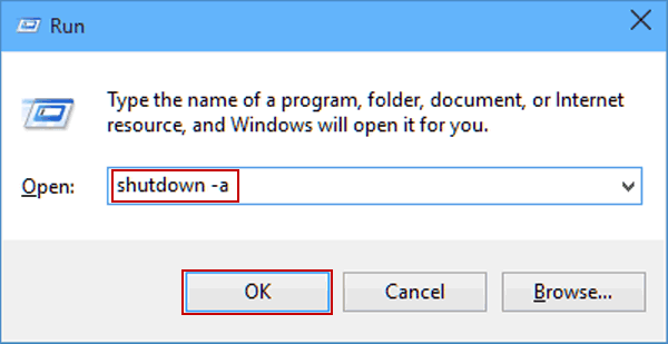 3 to Cancel Auto Shutdown in Windows