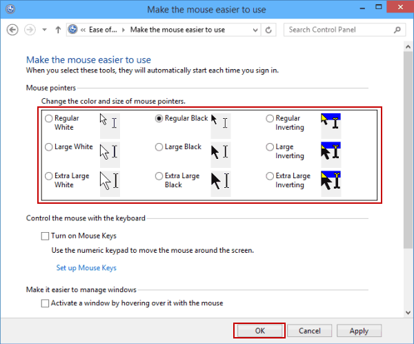 how to change mouse cursor windows 10