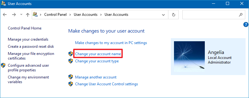 how to change user account on windows 10