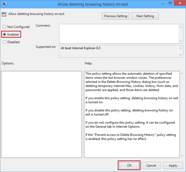 enable setting