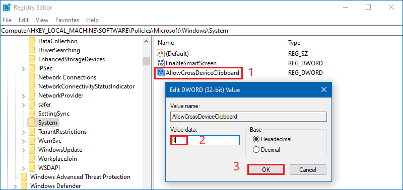 set value data to 0