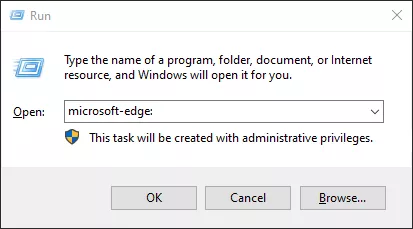 open microsoft edge via Run command