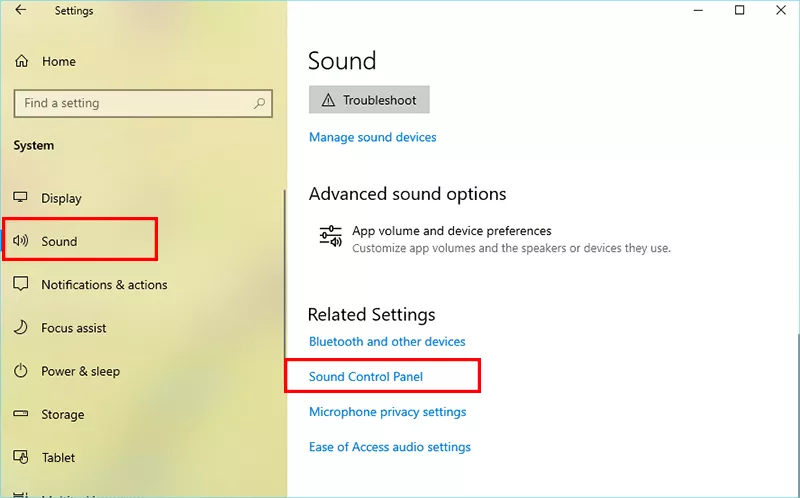 click Sound Control Panel