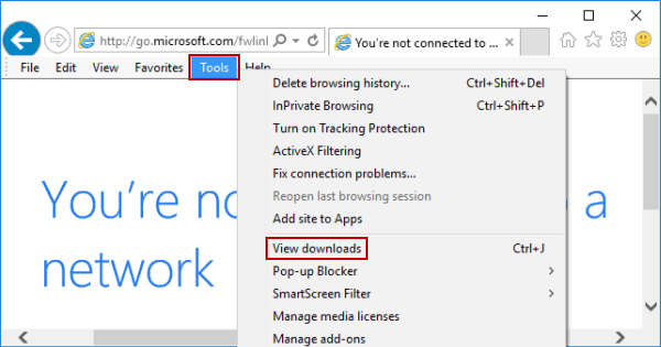 choose View downloads from tools menu
