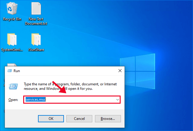 open the service window