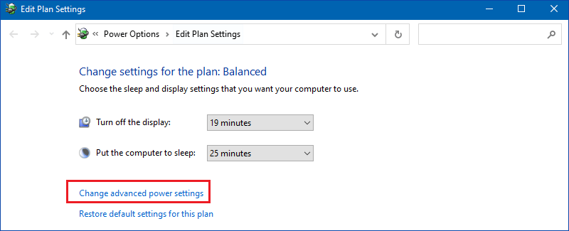 change advanced power settings