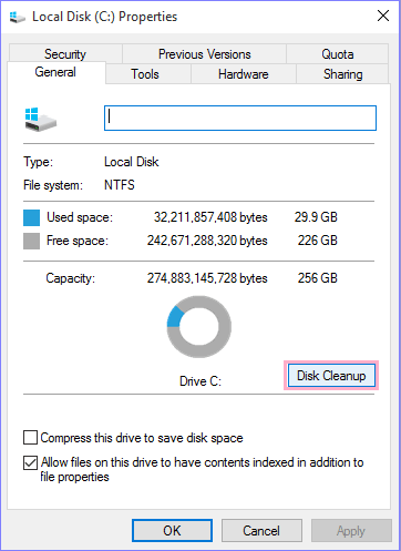 click disk cleanup