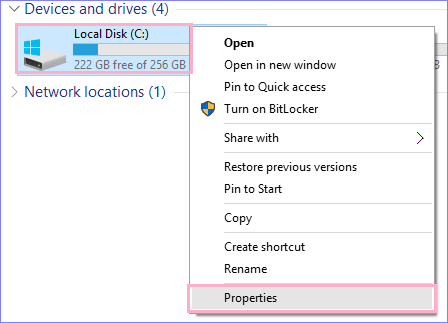 disk cleanup properties