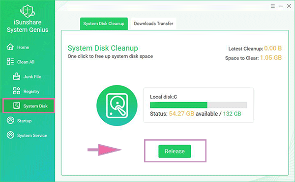 one click to free up C drive