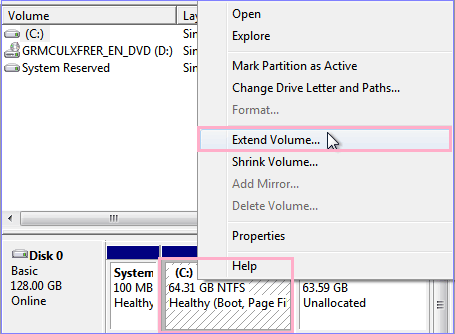 resizing partition extend volume