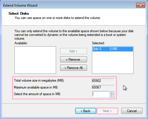 resizing partition input value