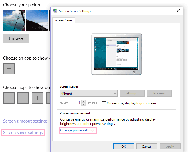 turn off sleep change power setting