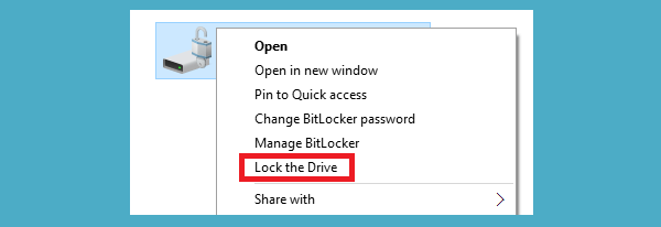 click lock option to lock BitLocker drive