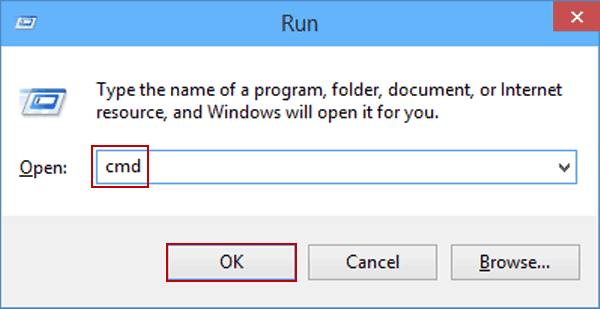 open command prompt by run
