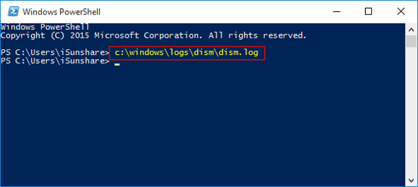 open dism log file by powershell